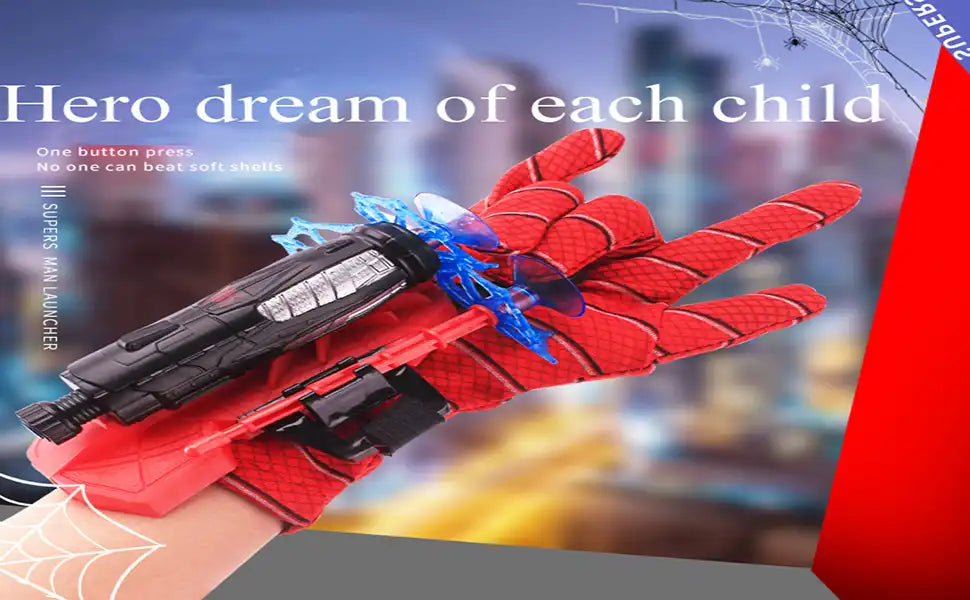 MEACAOFG Spider-Man launcher suction cups gloves spit silk can send shooting soft bullet gun manual toy gun boys children's gifts
