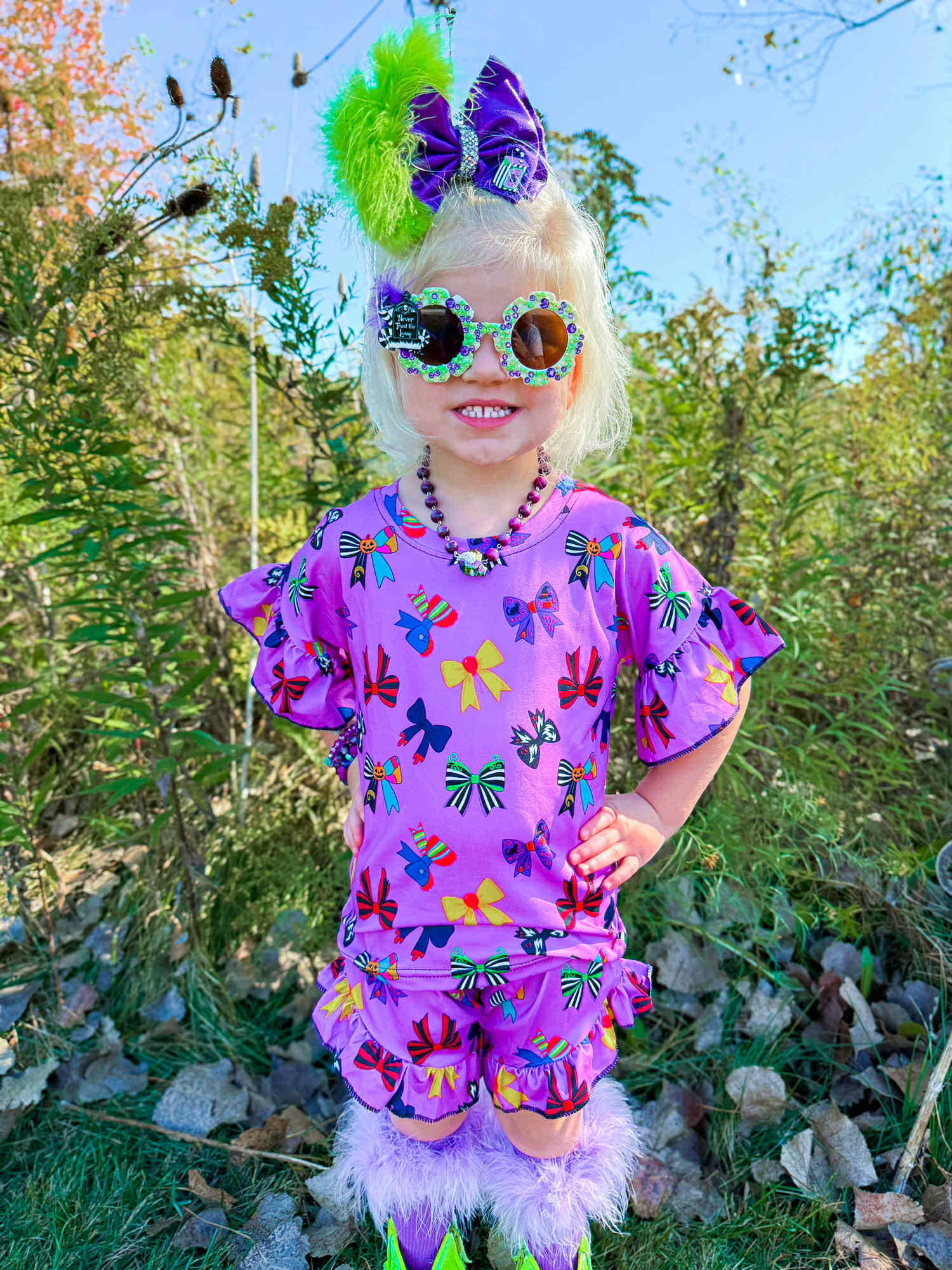 Spooky bows ruffle set