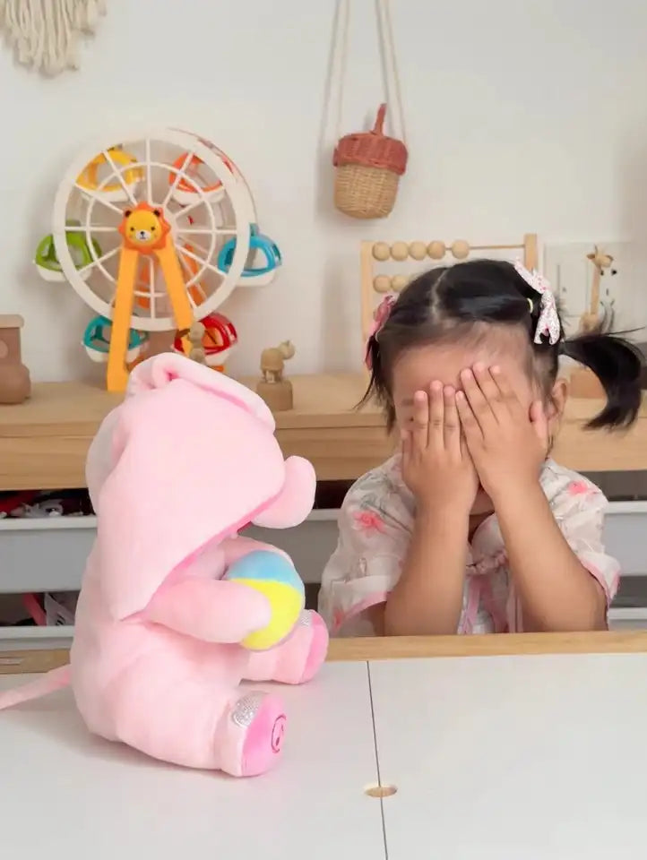 MEACAOFG™ Interactive Baby Elephant Plush Toy - Musical Peek-a-Boo Educational Toy for Infants & Toddlers