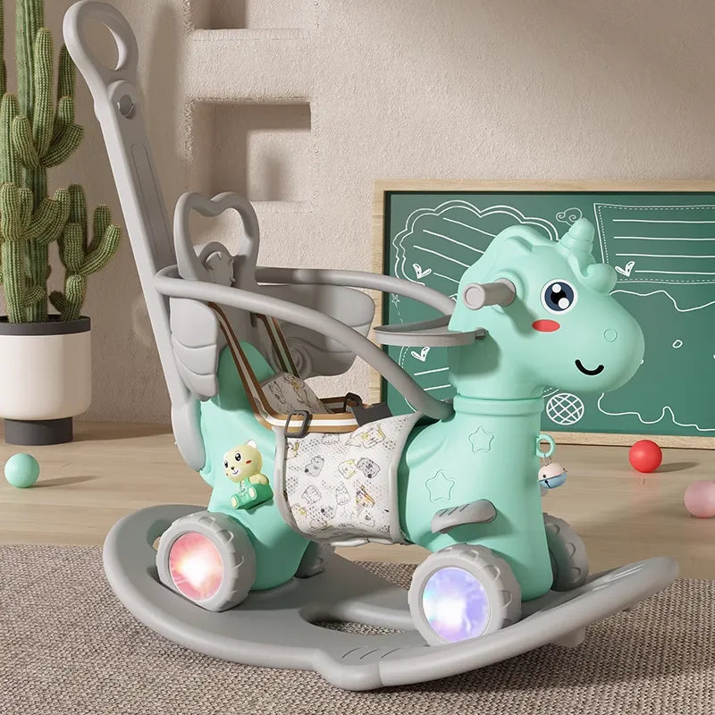 Premium Baby Rocking Horse Stroller - 2-in-1 Ride-On Toy & Push Cart for Toddlers 6 Months to 3 Years