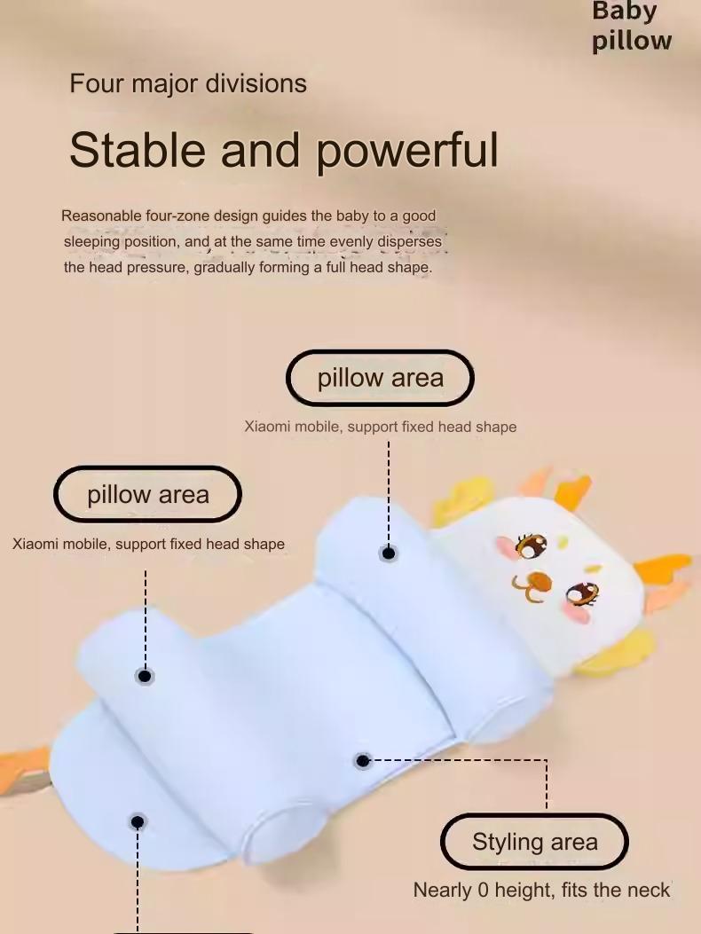 MEACAOFG™ Baby Stretchable Shape Memory Foam Pillow - Ergonomic Head Support for Infants 0-12 Months