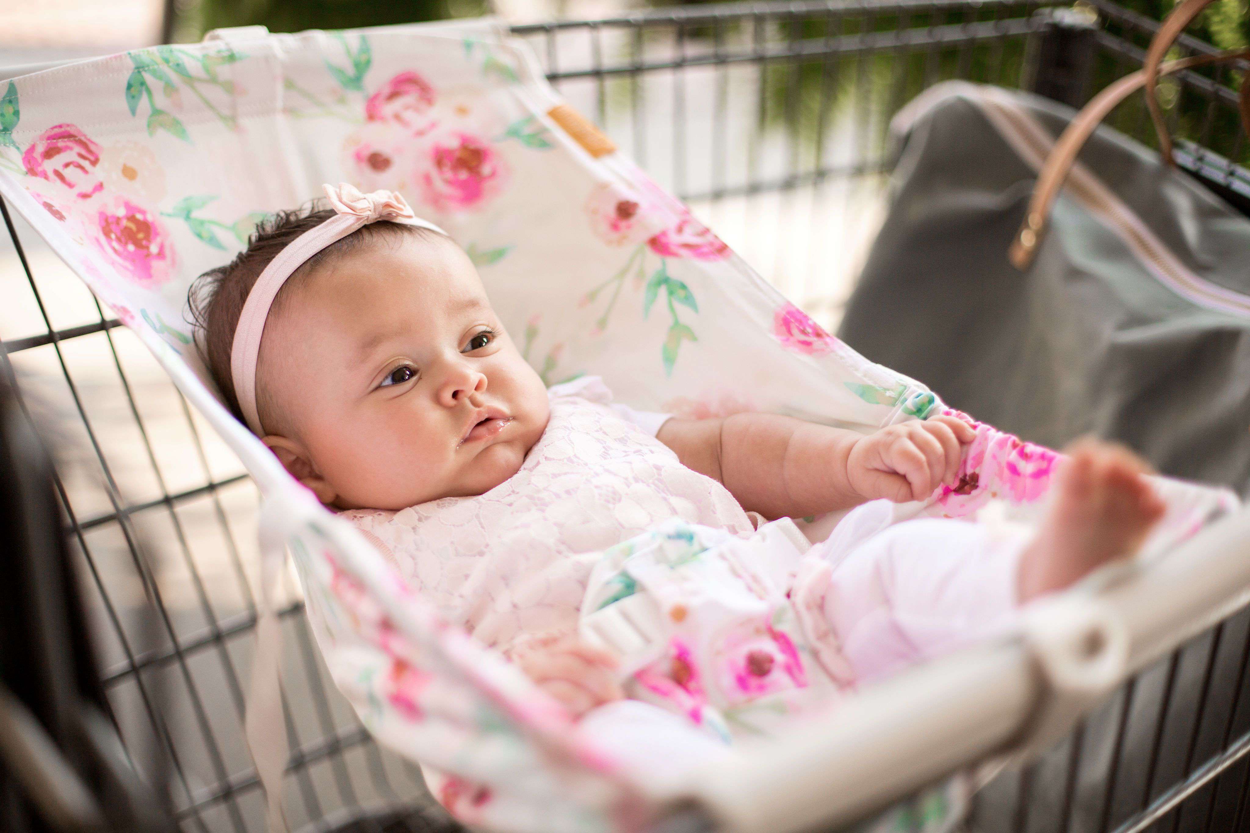 Baby Shopping Cart Hammock | Full Bloom Watercolor Floral Print