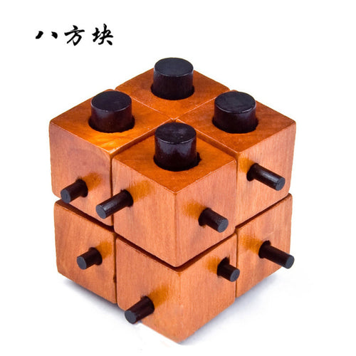 MEACAOFG Creative 3d Wooden Cube Puzzle Ming Luban Interlocking Educational