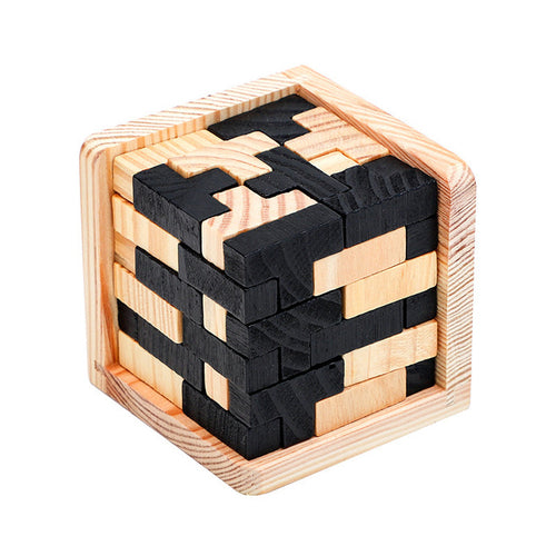 MEACAOFG Creative 3d Wooden Cube Puzzle Ming Luban Interlocking Educational