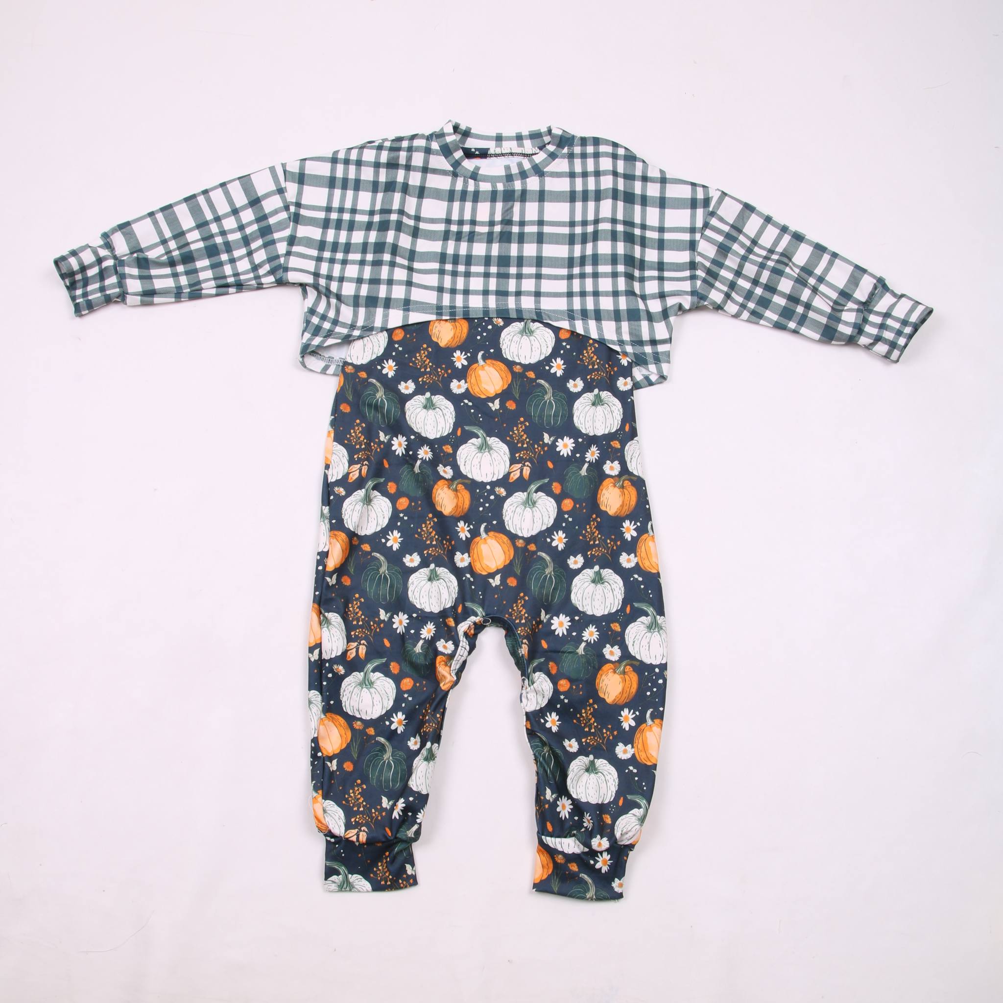 Fall pumpkins honey/ Ollie romper - with snaps
