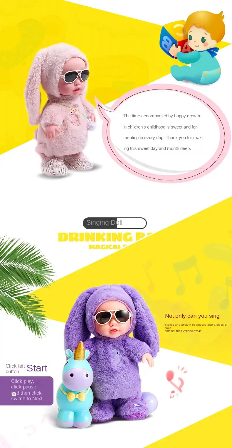 MEACAOFG Surprise Lol Reborn Baby Doll Children's Electric Plush Feeding Bottle Doll Can Sing Dance Walk Talk Learn Tongue Girl 120 Songs