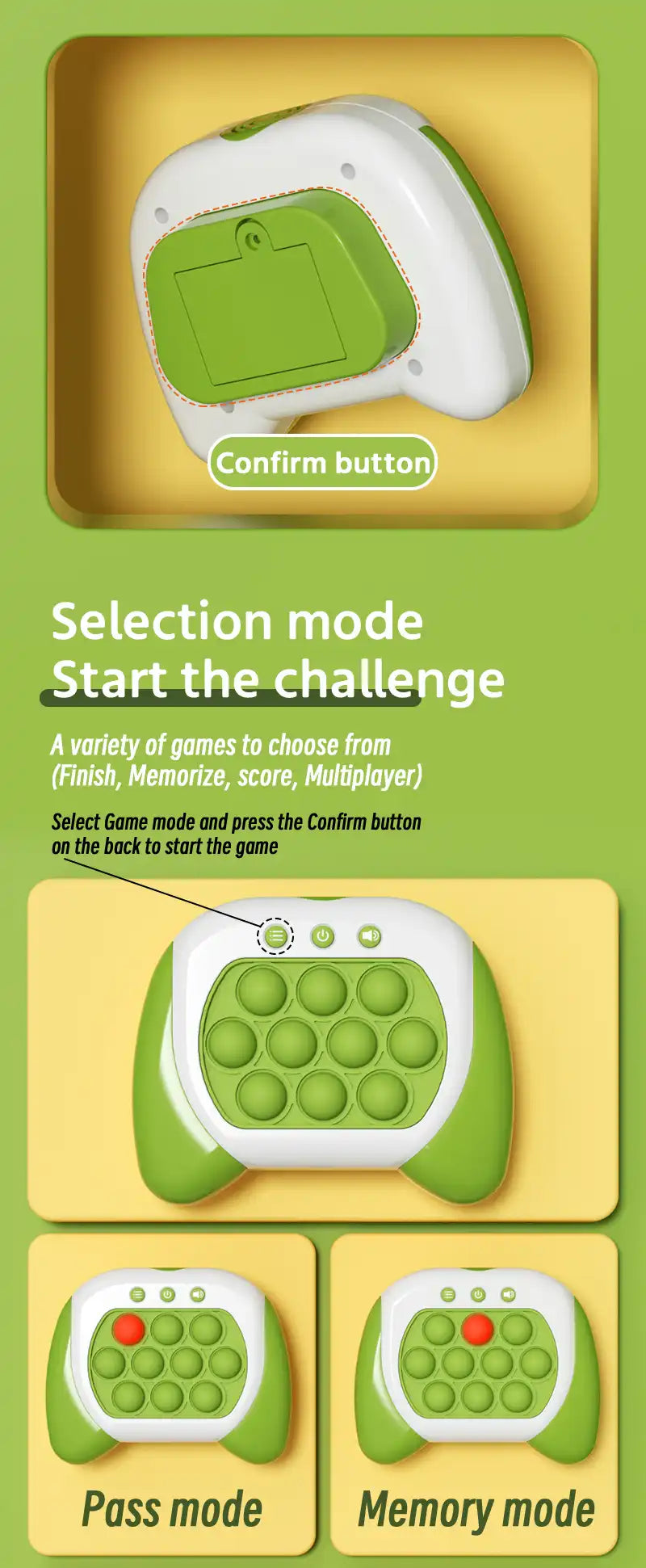 MEACAOFG 2023 New Quick Push Game Console Machine Whack A Mole Thinking Logic Focus Educational Puzzle Ball Stress Relief Fidget Toys