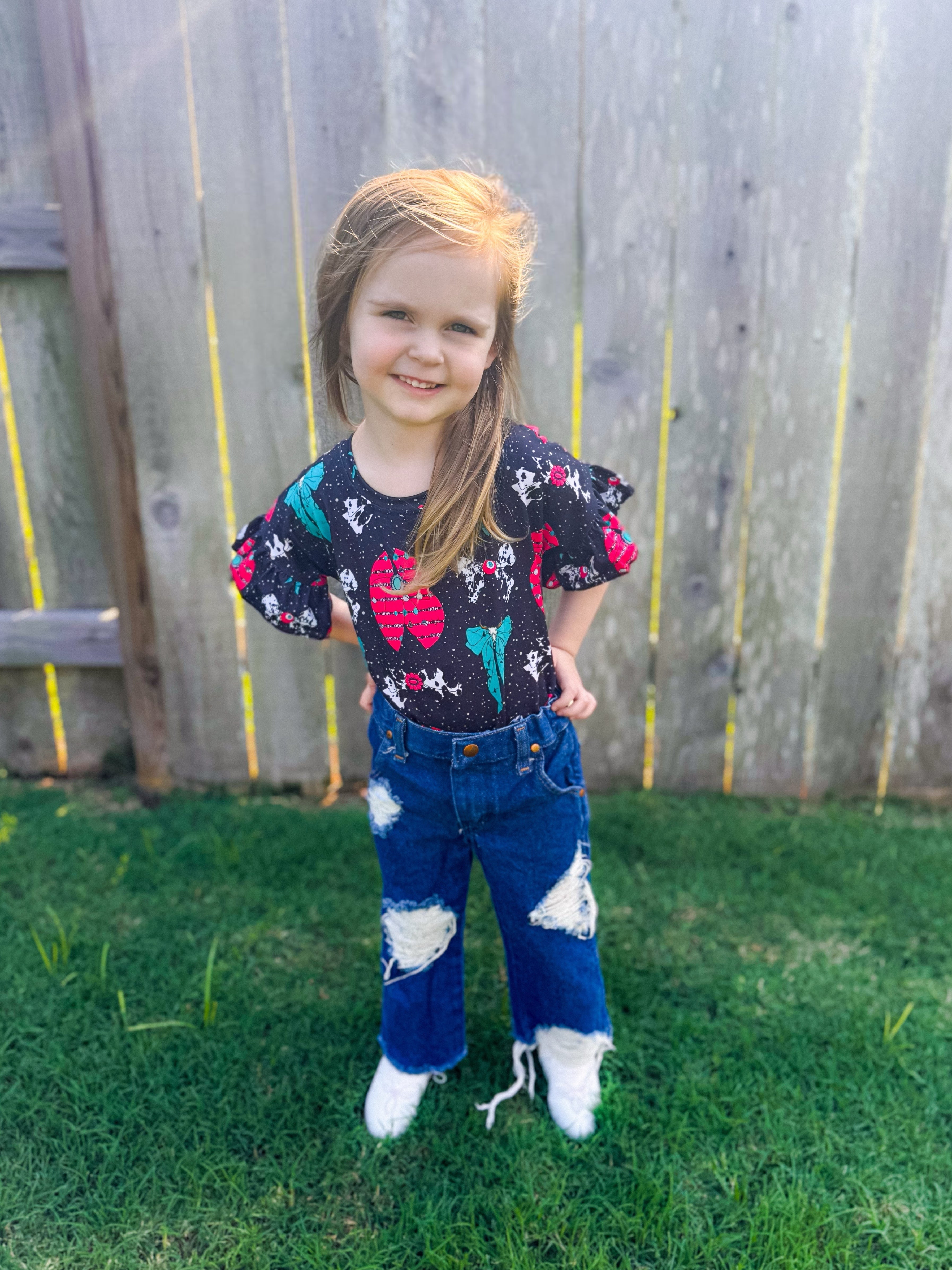 Western bows ruffle top