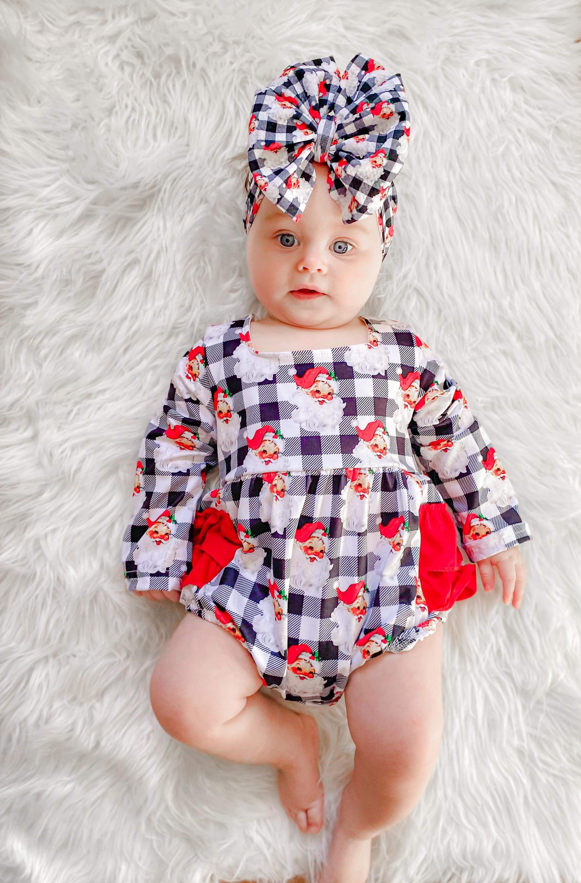 Checkered Santa ruffle romper