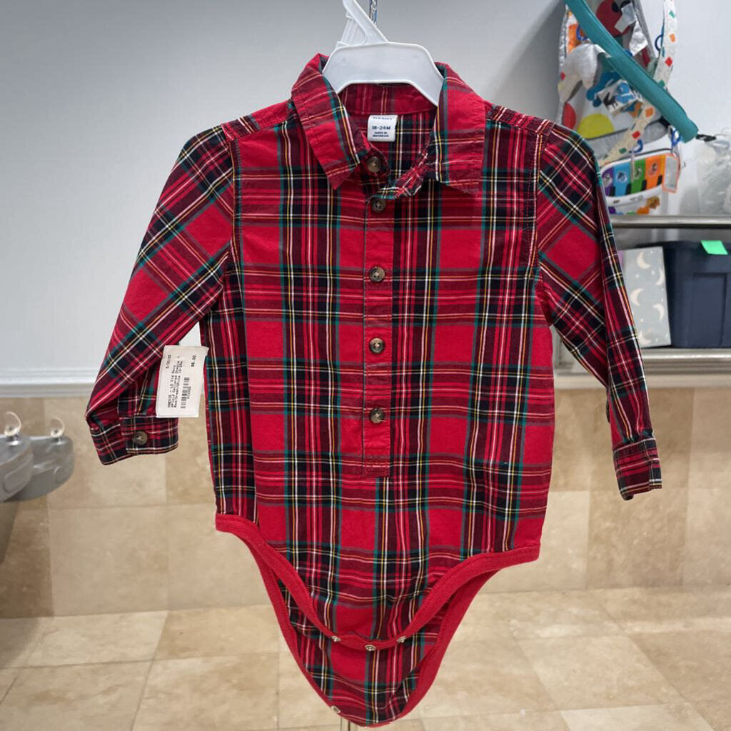 *Plaid Collared Onesie
