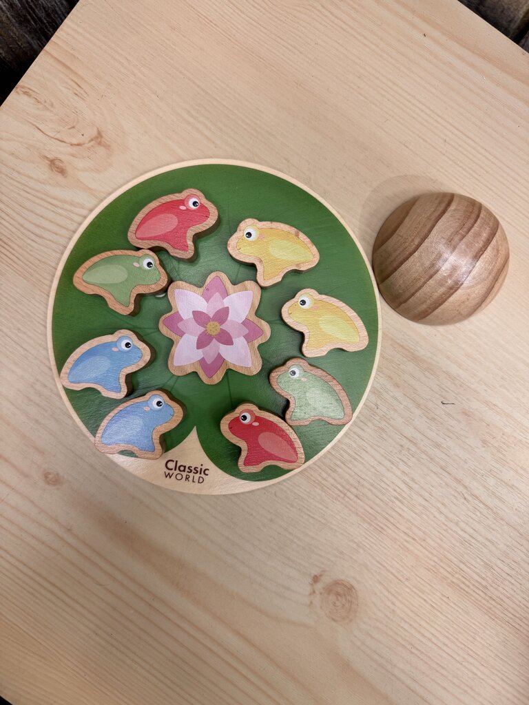 *Wooden Frog Lilypad Toy