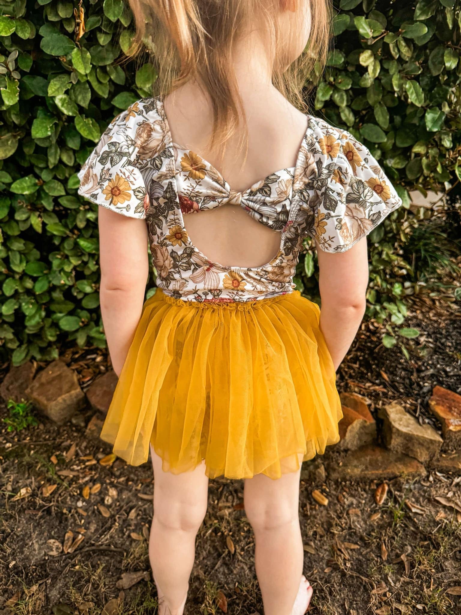 Vintage floral bow back leotard