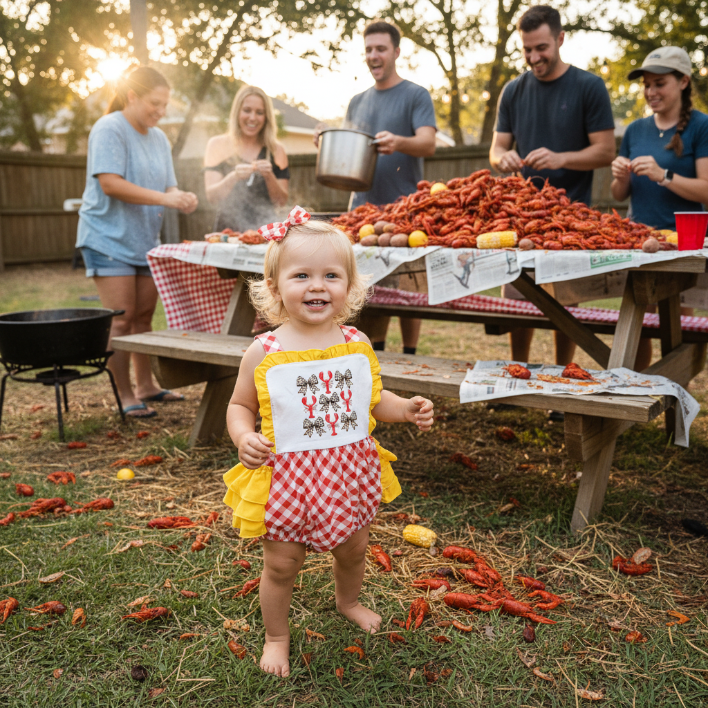 Crawfish bows Romper