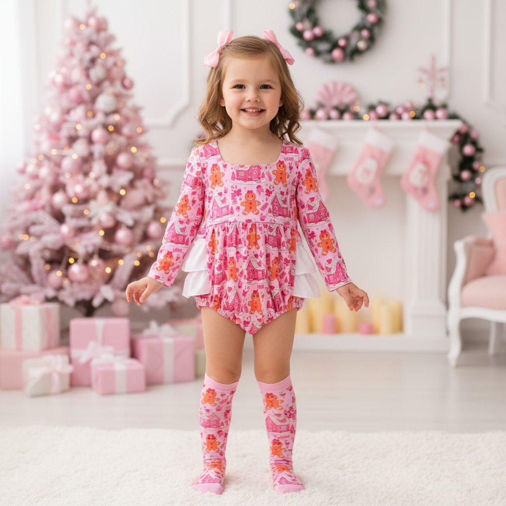 Jolly gingerbread ruffle romper