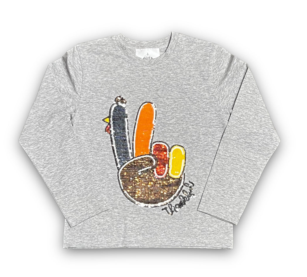 Turkey Long Sleeve Sequin Kid Shirt