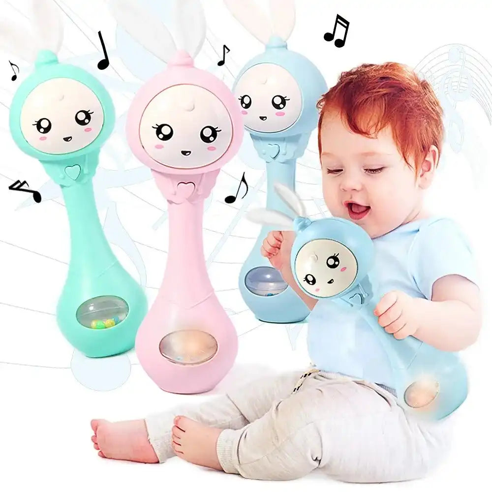 MEACAOFG Toneek Baby Musical Rattle and Teethers, Sing Rabbit Baby Toy with 6 Classic Songs and Light for Toddlers Infant