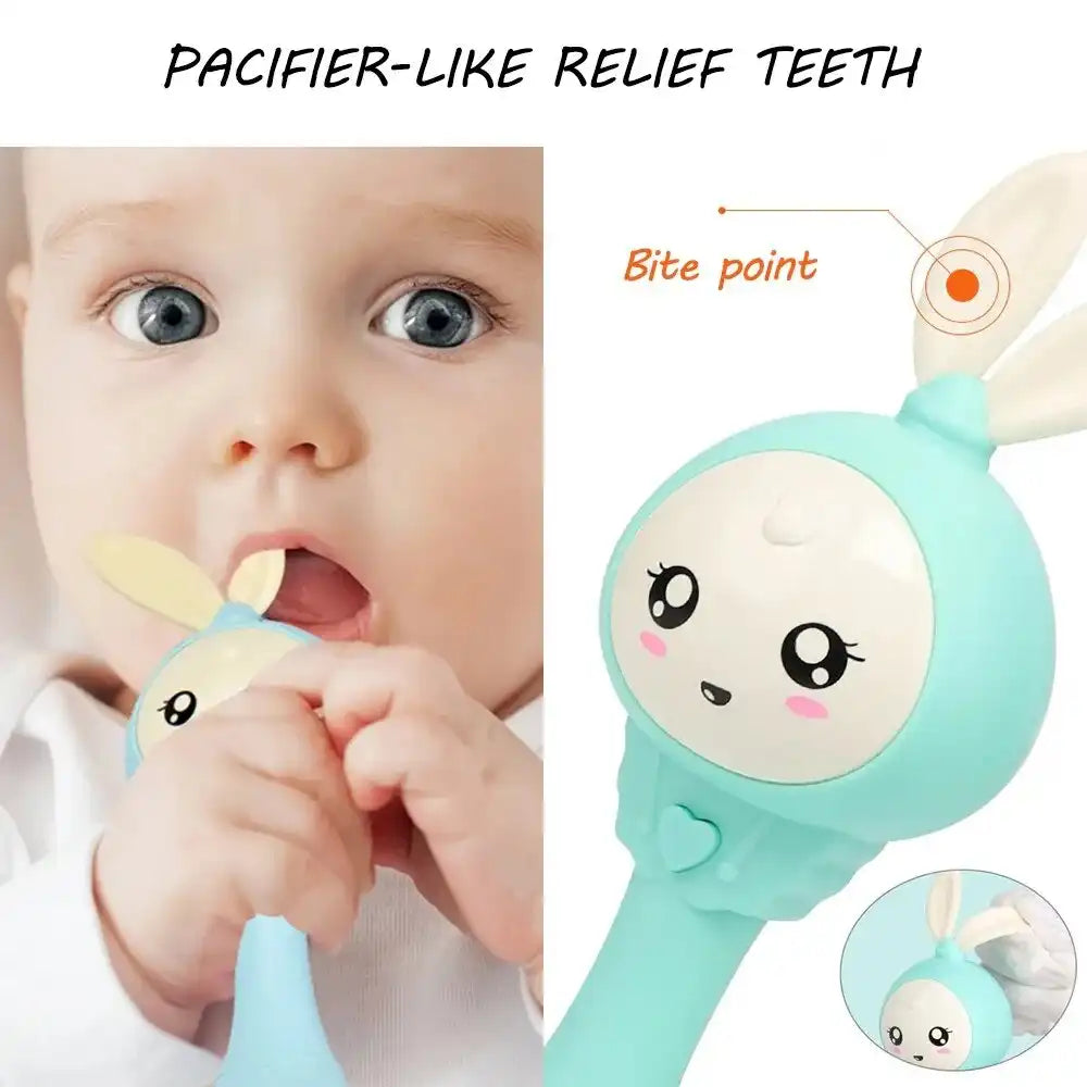 MEACAOFG Toneek Baby Musical Rattle and Teethers, Sing Rabbit Baby Toy with 6 Classic Songs and Light for Toddlers Infant