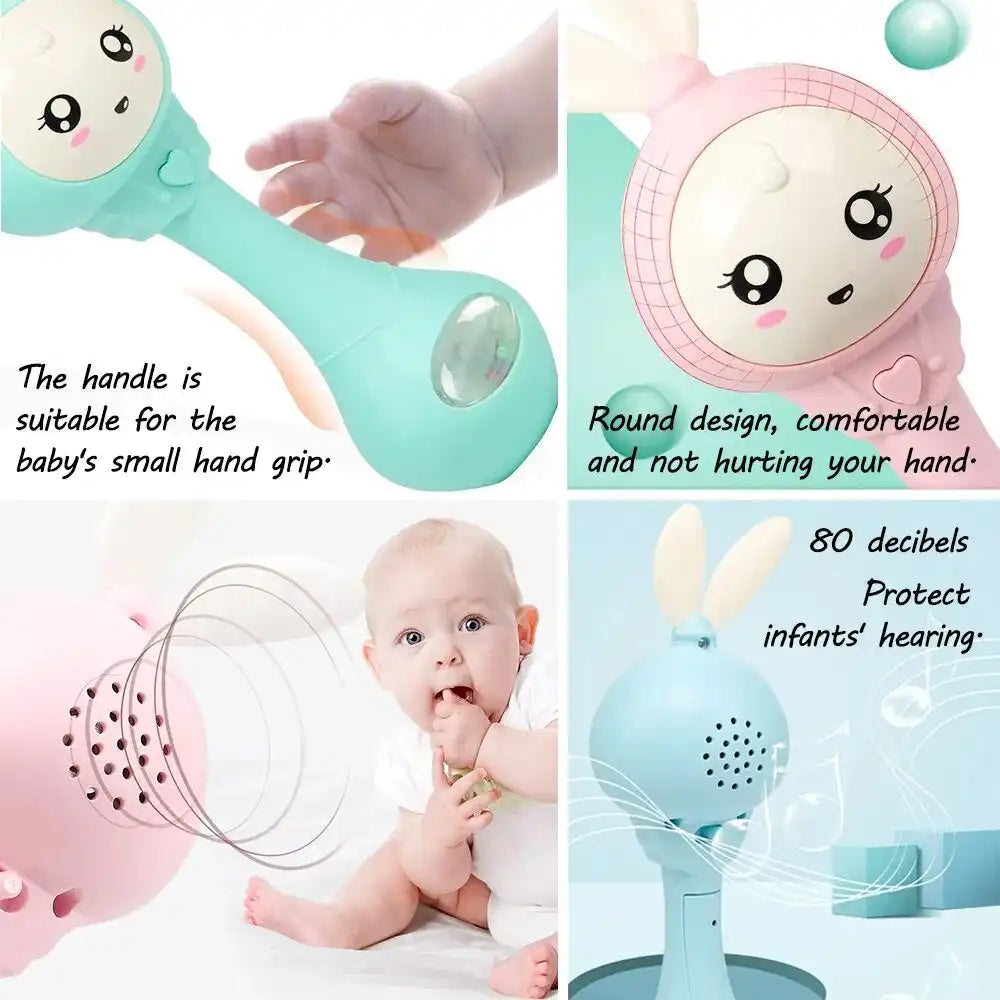MEACAOFG Toneek Baby Musical Rattle and Teethers, Sing Rabbit Baby Toy with 6 Classic Songs and Light for Toddlers Infant