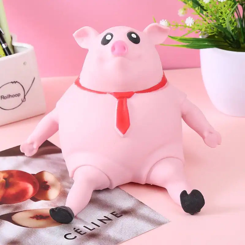 MEACAOFG Anti Stress Relief Porky Pinkpig toy Vent Cute Asrm Pink Pig Squeeze Fidget Squeeze TPR Pig Toys for Kids or Adults