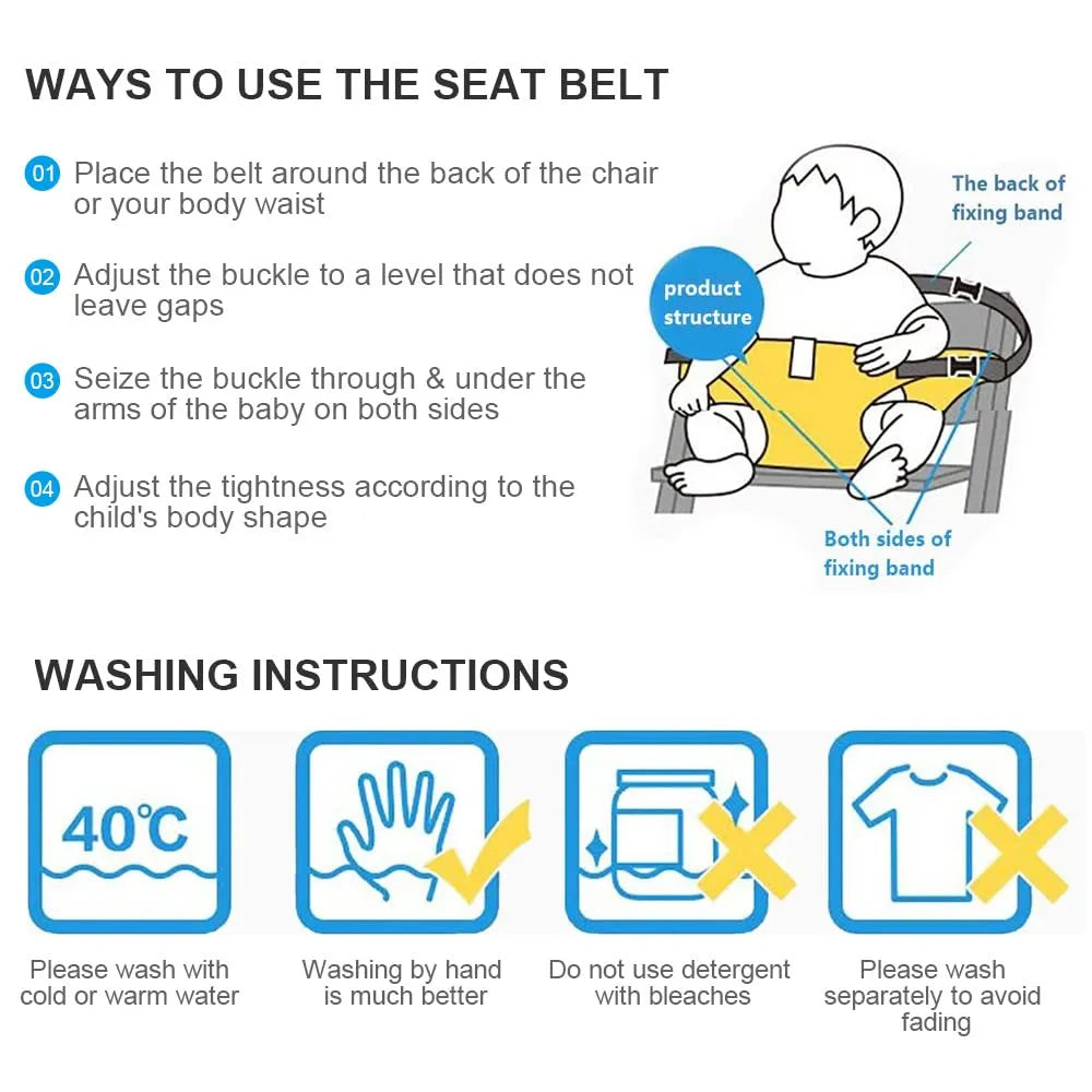 Premium Baby High Chair Safety Harness - 5-Point Adjustable Dining Seat Belt for Toddlers