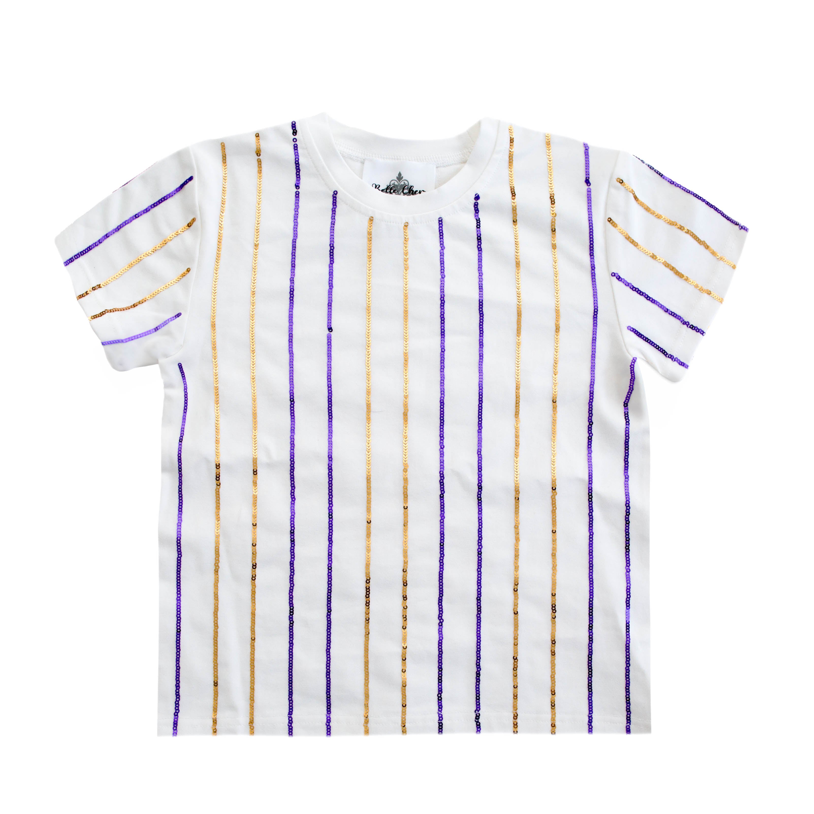Purple and Gold Sequin Striped Kid Shirt