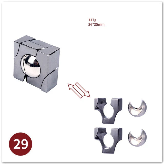MEACAOFG Classic IQ Metal Brain Teaser 3D Alloy Box Kong Ming Lock Puzzles Magic Baffling Puzzle Game Toys for Children Adults Funny Gift