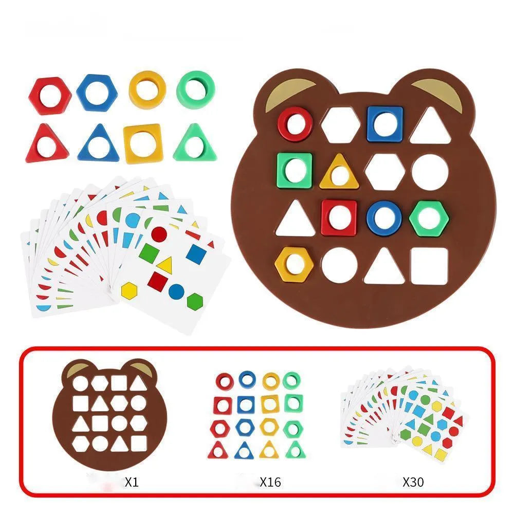 MEACAOFG DIY Geometric Shape Color Matching 3D Puzzle Baby Montessori Learning Educational Interactive Battle Game Toys For Children Gift