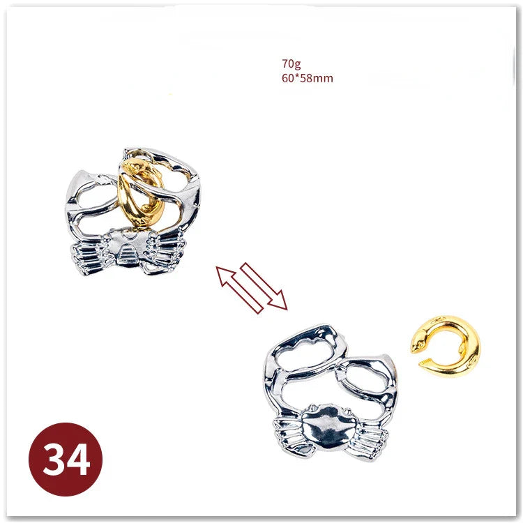 MEACAOFG Classic IQ Metal Brain Teaser 3D Alloy Box Kong Ming Lock Puzzles Magic Baffling Puzzle Game Toys for Children Adults Funny Gift