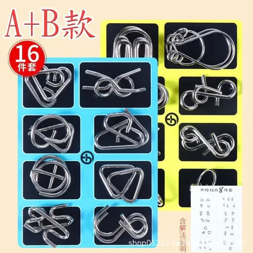 MEACAOFG 8/24/32Pcs Nine Link Series 3D Metal Puzzle Toy Release Buckle