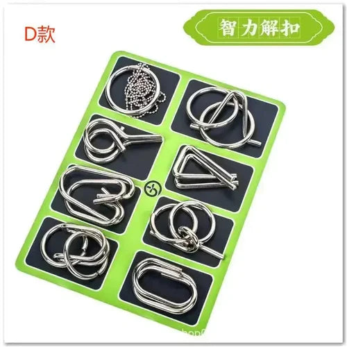 MEACAOFG 8/24/32Pcs Nine Link Series 3D Metal Puzzle Toy Release Buckle