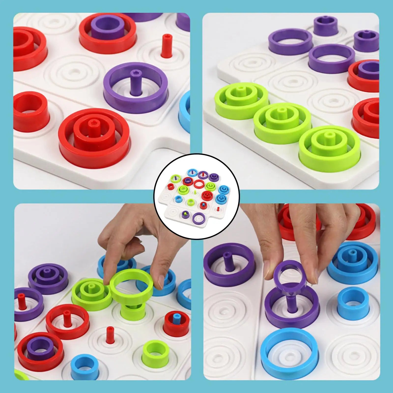 MEACAOFG Children Rings Chess  Montessori Logical Thinking Training Board Games
