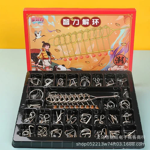 MEACAOFG 8/24/32Pcs Nine Link Series 3D Metal Puzzle Toy Release Buckle