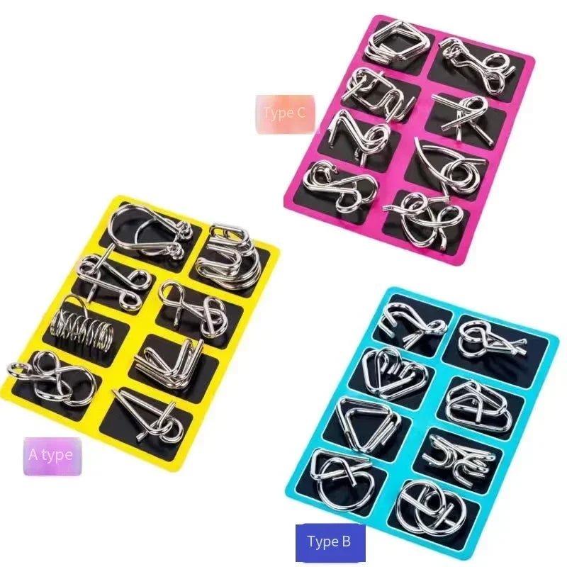 MEACAOFG 8/24/32Pcs Nine Link Series 3D Metal Puzzle Toy Release Buckle