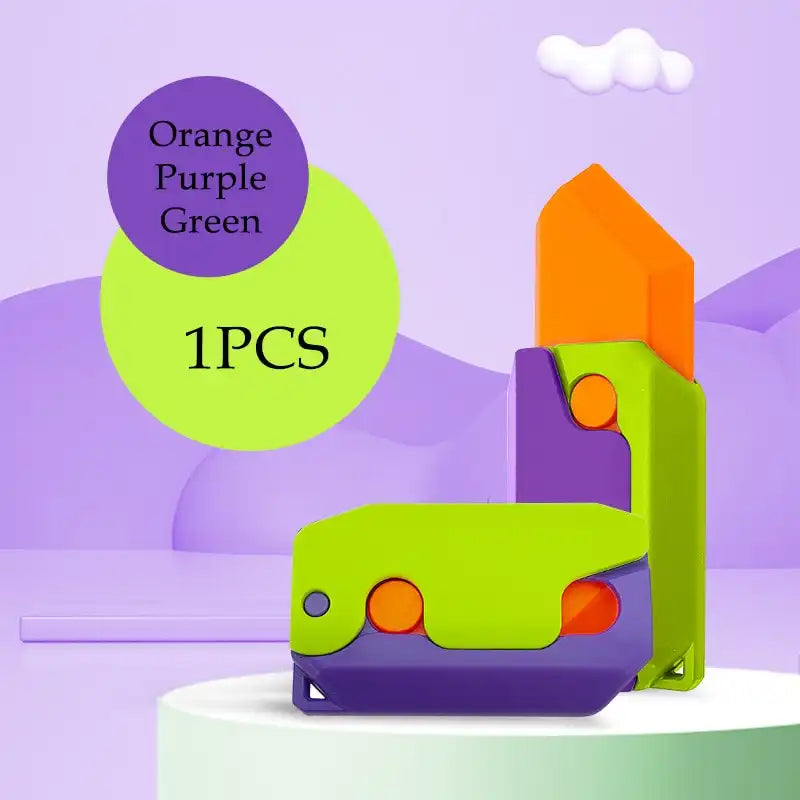 MEACAOFG 3D Printed Radish Toy Knife 3D Luminous Carrot Gravity Knife Fidget Toys Children Decompression Push Card Toy 3D Printing Glowing Carrot Knife Christmas Toy