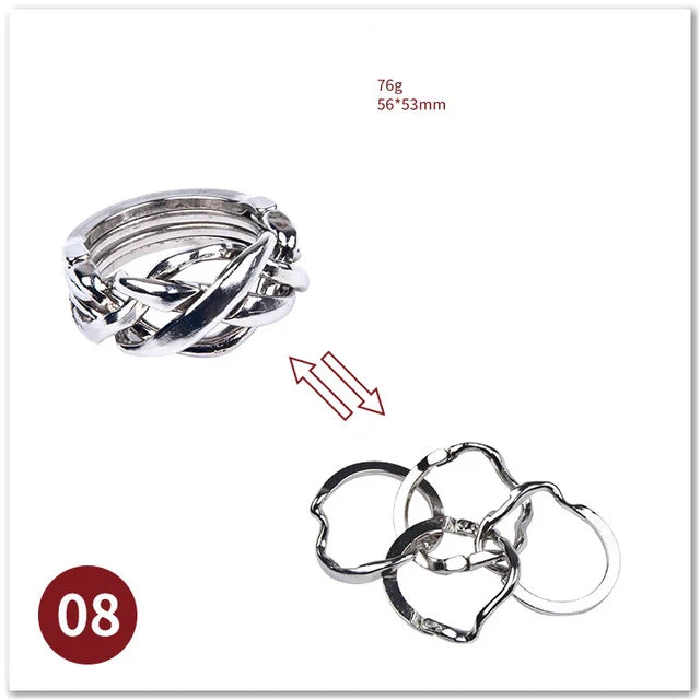 MEACAOFG Classic IQ Metal Brain Teaser 3D Alloy Box Kong Ming Lock Puzzles Magic Baffling Puzzle Game Toys for Children Adults Funny Gift