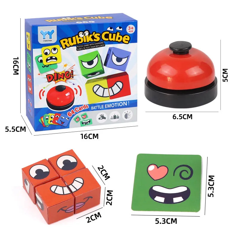 MEACAOFG Kids Face Change Expression Puzzle Building Blocks Montessori Cube Table Game Toy Early Educational Toys for Children Gifts