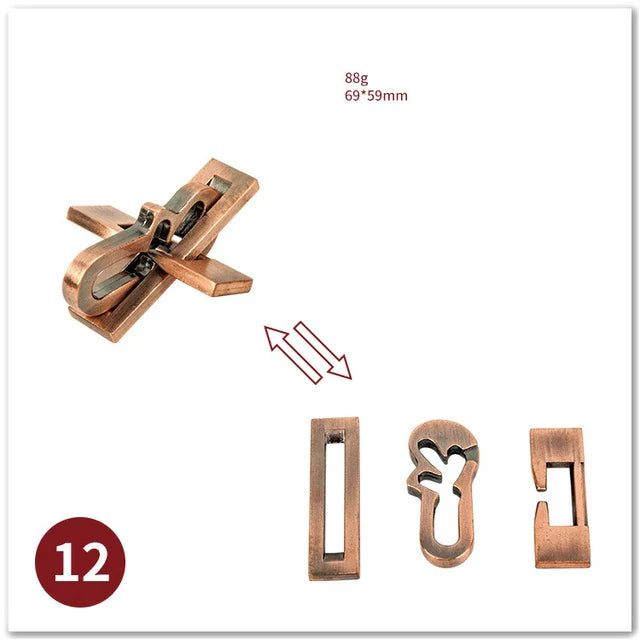 MEACAOFG Classic IQ Metal Brain Teaser 3D Alloy Box Kong Ming Lock Puzzles Magic Baffling Puzzle Game Toys for Children Adults Funny Gift