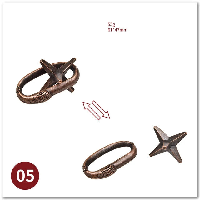 MEACAOFG Classic IQ Metal Brain Teaser 3D Alloy Box Kong Ming Lock Puzzles Magic Baffling Puzzle Game Toys for Children Adults Funny Gift