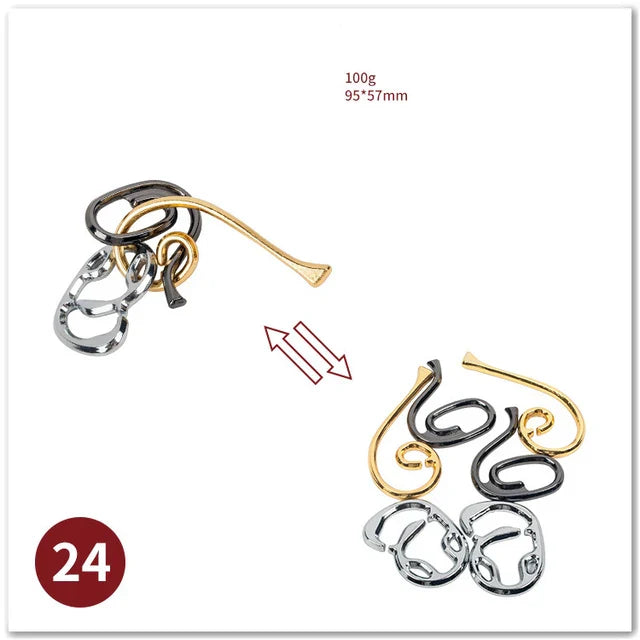 MEACAOFG Classic IQ Metal Brain Teaser 3D Alloy Box Kong Ming Lock Puzzles Magic Baffling Puzzle Game Toys for Children Adults Funny Gift