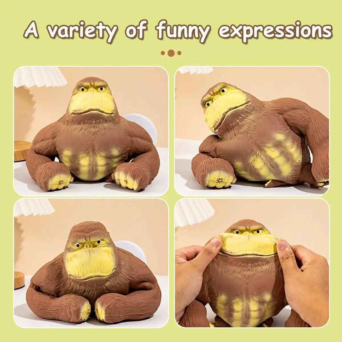 MEACAOFG Netflix stress reliever Mr Wang gorilla quirky green fish toys pinch music vent decompression out of breath monkey