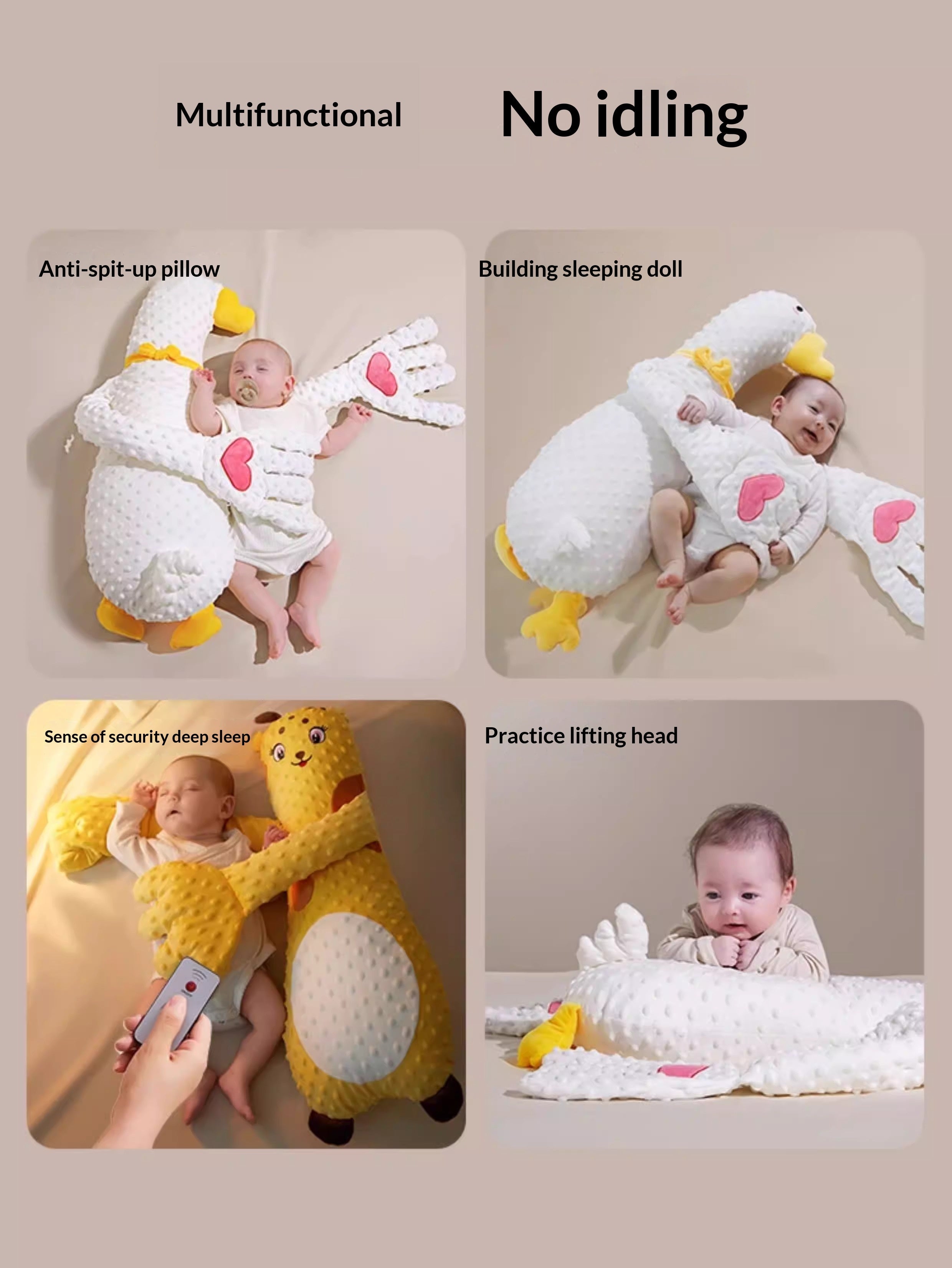 Premium Baby Soothing Pillow Toy - 3-in-1 Sleep Aid & Comfort Companion for Newborns 0-12 Months