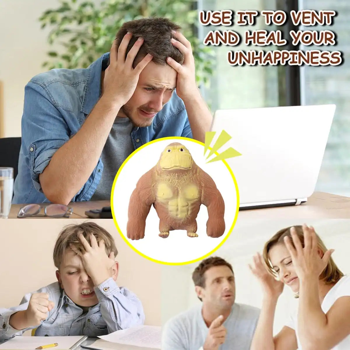 MEACAOFG Netflix stress reliever Mr Wang gorilla quirky green fish toys pinch music vent decompression out of breath monkey