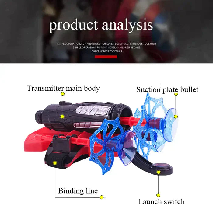 MEACAOFG Spider-Man launcher suction cups gloves spit silk can send shooting soft bullet gun manual toy gun boys children's gifts