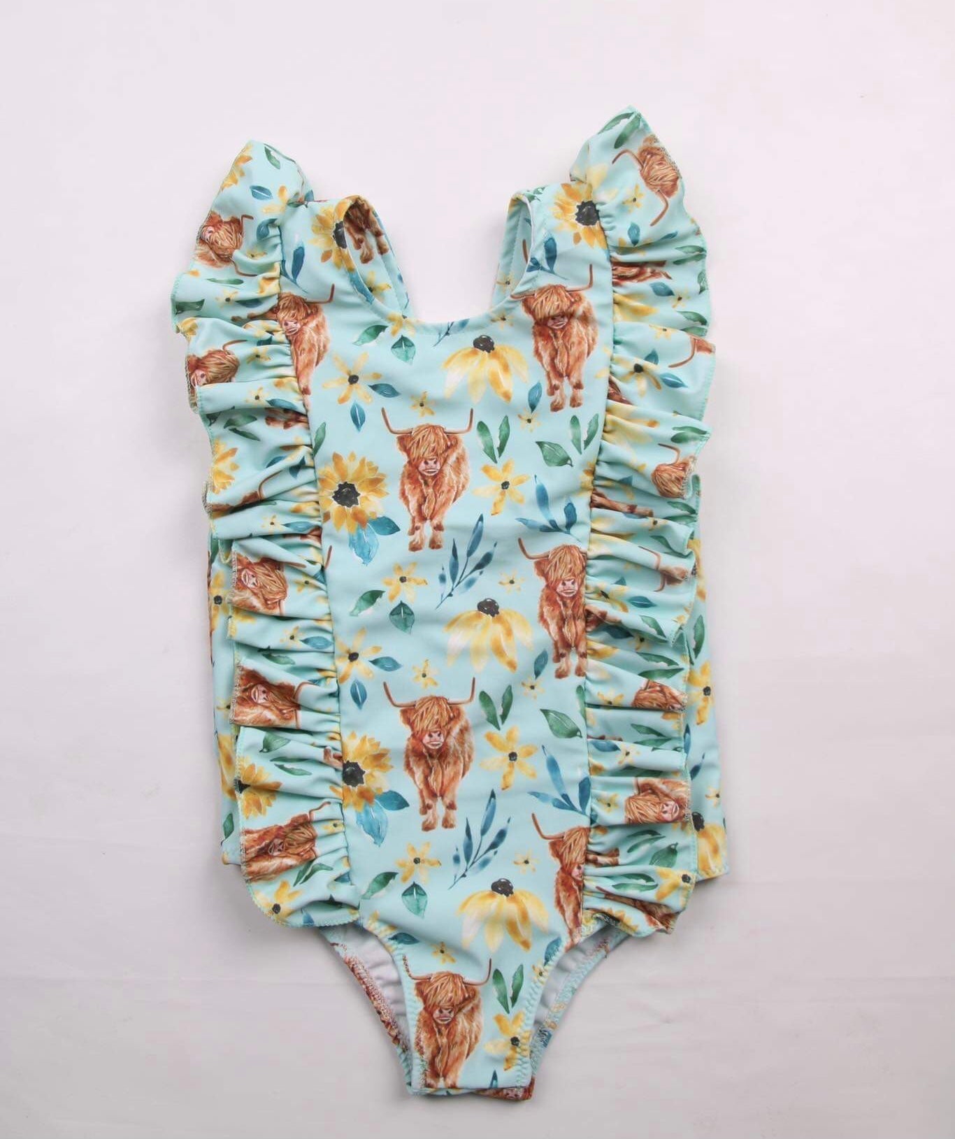 Blue highland ruffle swimsuit