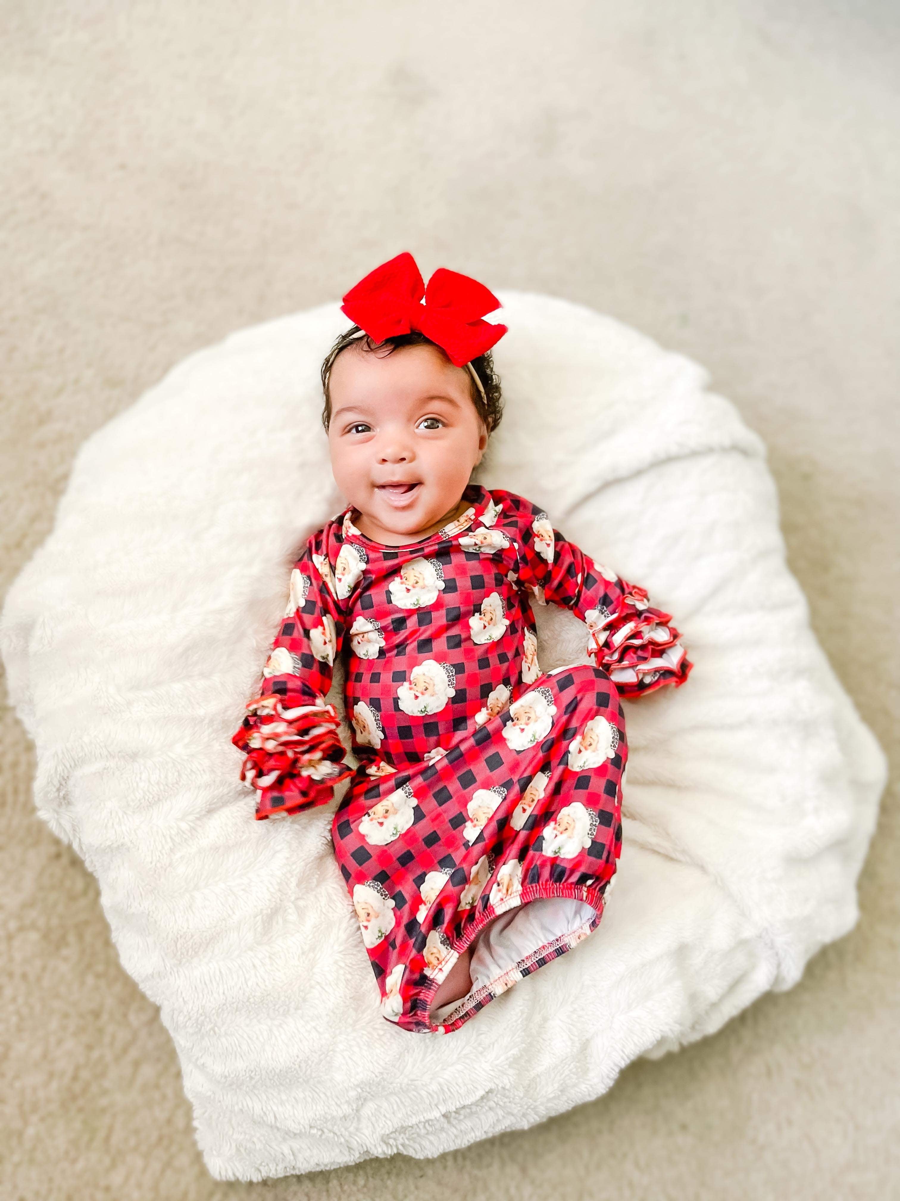 Buffalo plaid leopard Santa ruffle gown