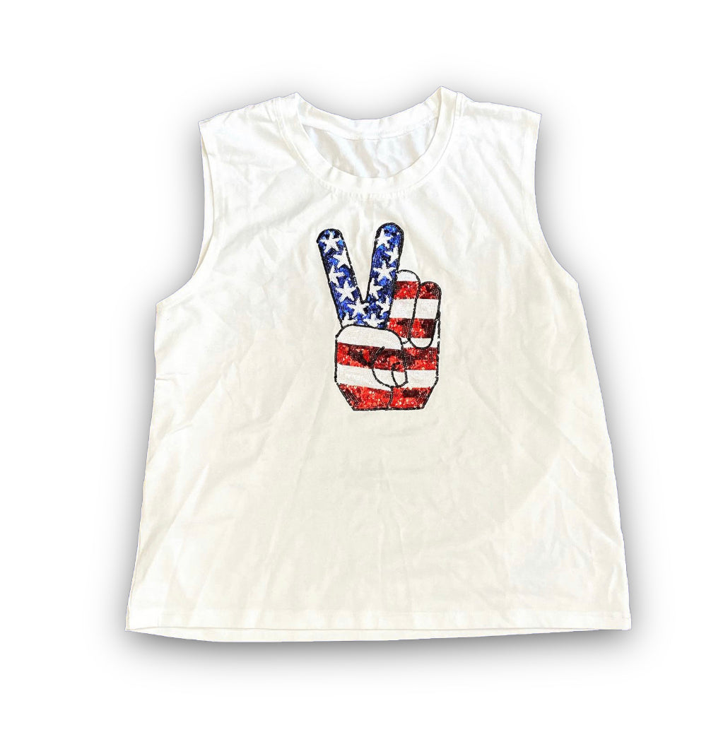 American Peace Out Sequin Kid Tank