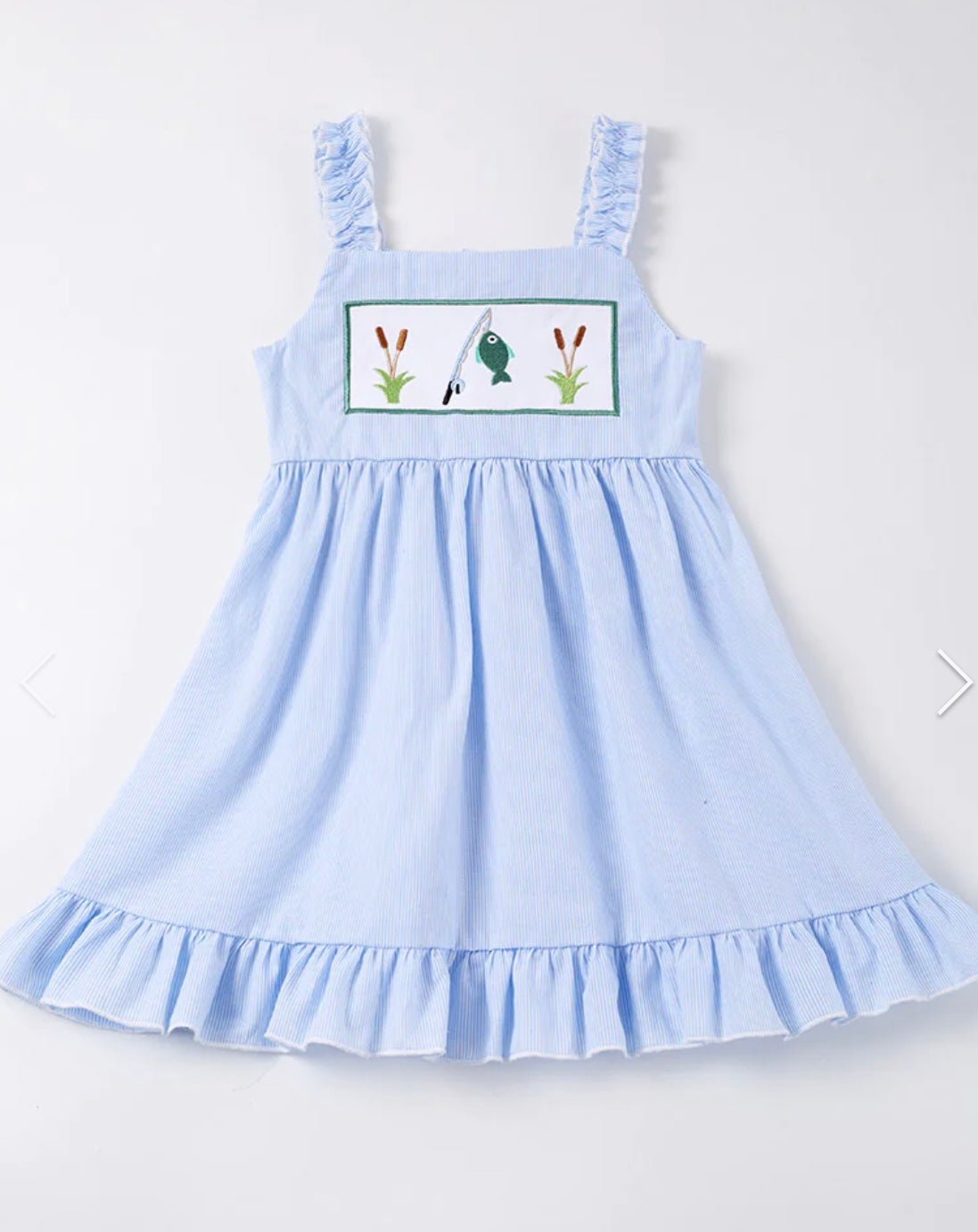 Blue fishing appliqué dress
