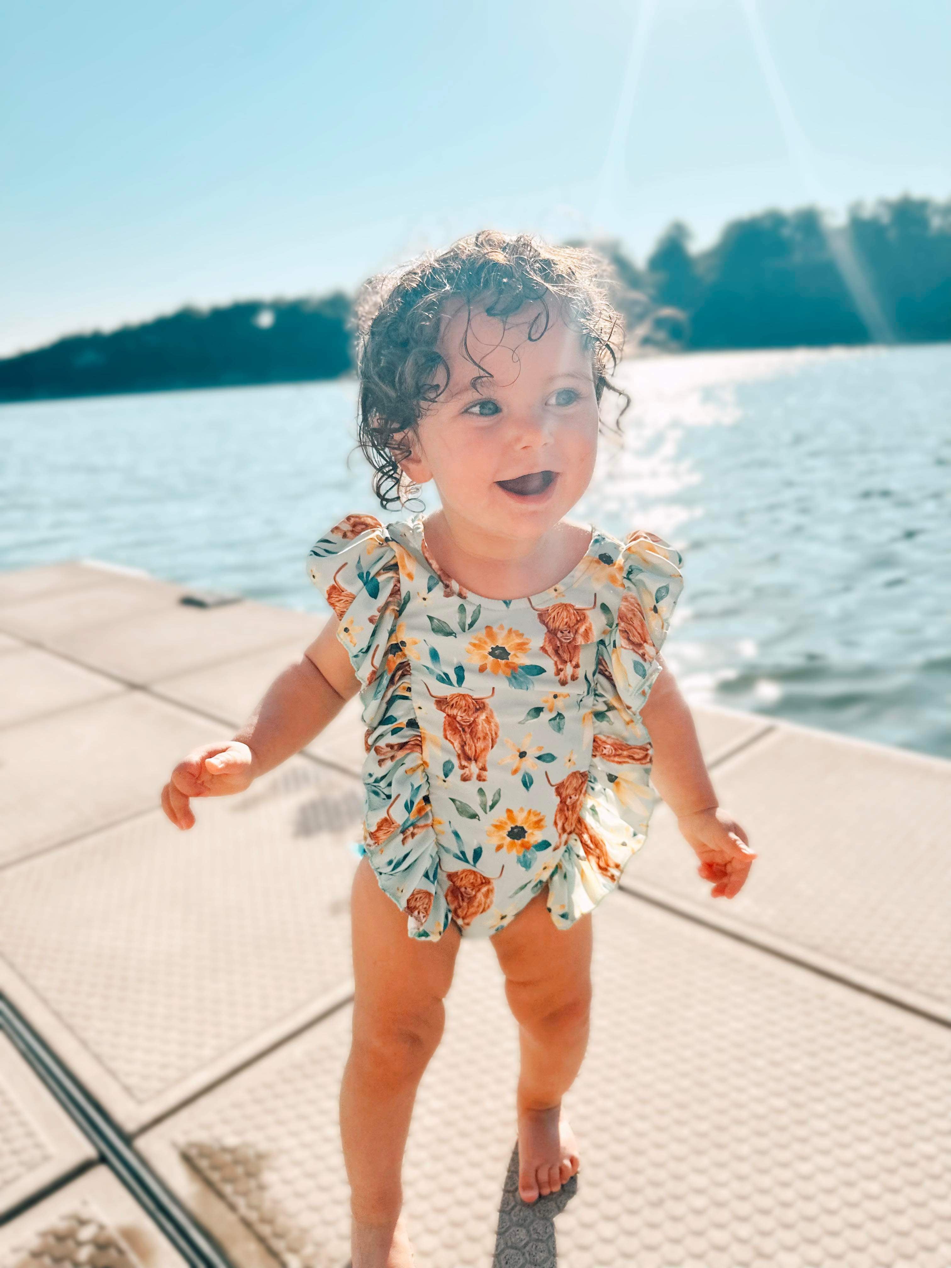 Blue highland ruffle swimsuit