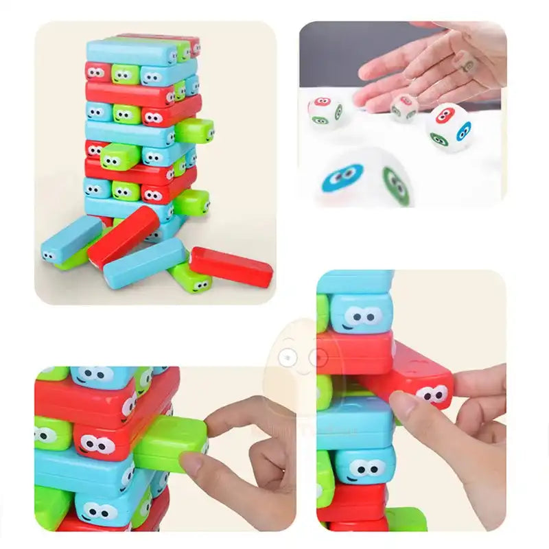 MEACAOFG-Kids Stack Building Blocks Cartoon Pulling Block Set Colorful Plastic Model Tower Game Early Educational Toys For Children Gift Boardgames braintoys