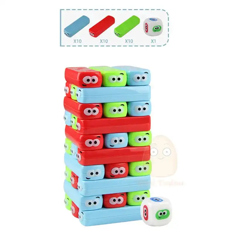 MEACAOFG-Kids Stack Building Blocks Cartoon Pulling Block Set Colorful Plastic Model Tower Game Early Educational Toys For Children Gift Boardgames braintoys